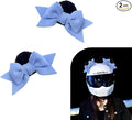 2 PCS Bow Ears Motorcycle Helmet Decor, Cute Cartoon Cat Ears Helmet Decoration, Removable Self Adhesive Motorcbike Bow Accessories, Universal for Most Ski, Bike & Motorcycle (Blue)