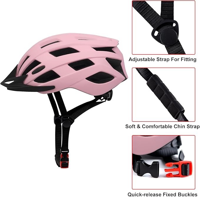 Adult Bike Helmets, Adjustable Mens Womens Bicycle Helmet, Lightweight Road Mountain Cycling Safety Sports Helmets with Detachable Visor