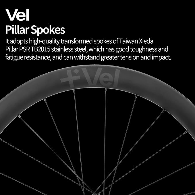 MEROCA VEL Road Bike Carbon Wheelset 700C Clincher Wheelset 50/60mm Deep Disc Brake Clincher/Tubeless Ready, 36T Ratchet Hub, Pillar Spokes