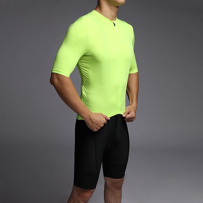 Men's Cycling Jersey Zipper Pocket Short Sleeve Lightweight Aero Race Fit Bike Jersey, UPF 50+ Biking Cycling Shirt