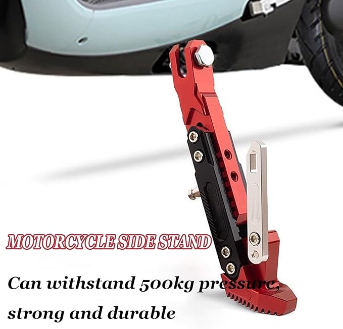 Motorcycle Adjustable Kickstand for Yamaha R3 YZF R3, Aluminum Side Stand Folding Retractable Support Leg, Motorbike Support Parking Tripod Support Stand,B Black