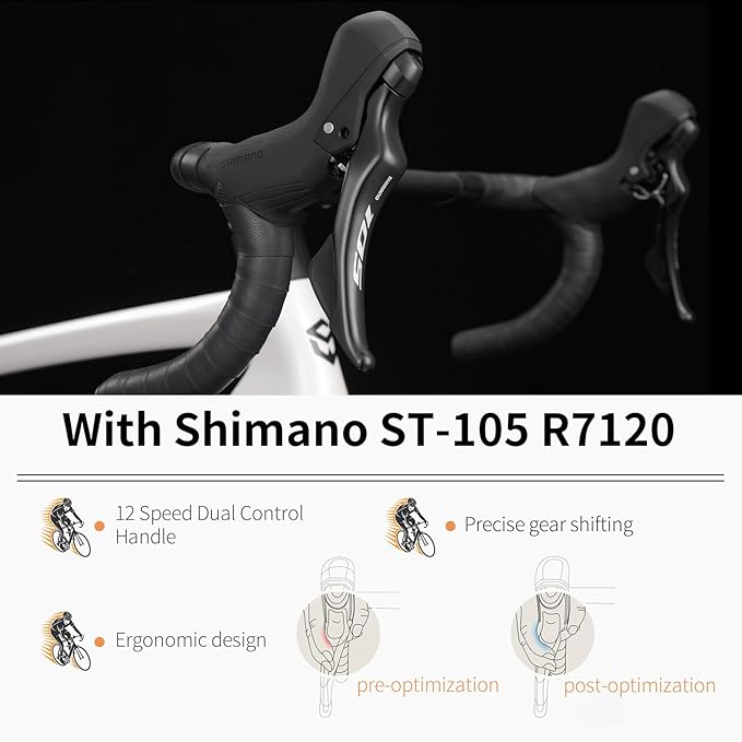 SAVADECK Carbon Road Bike,Lightweight Full Carbon Racing Bicycle with Shimano 105 R7120 24S Shift Groupset and Hydraulic Oil Disc Brake Bike