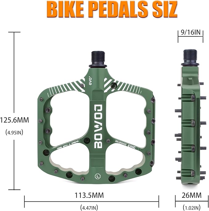 Bike Pedals 9/16" Lightweight Non-Slip Bicycle Platform Pedals - Fits Most Adult Bikes & Mountain Bikes &MTB, Road Bikes and Slip-Resistant Design