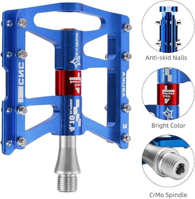 ROCKBROS 4 Bearings Mountain Bike Pedals MTB Padals Platform Flat Bike Pedals Aluminum Alloy 9/16"