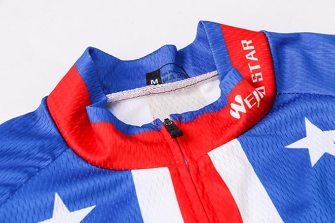 Weimostar Men's USA Cycling Jersey Short Sleeve Biking Shirts Breathable with Pockets