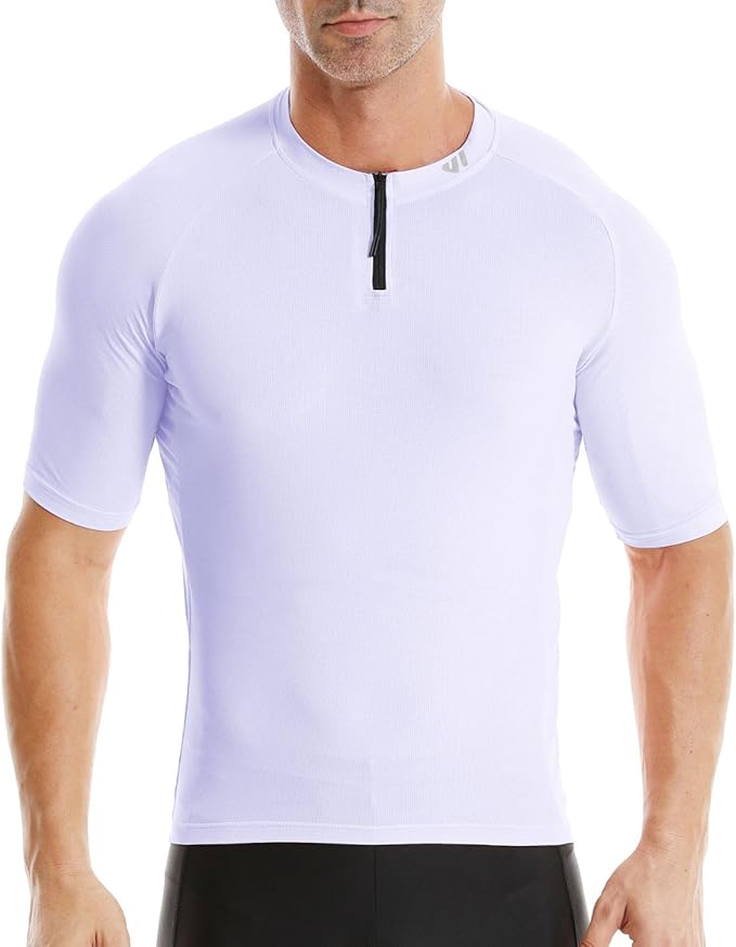 Wulibike Cycling Jersey Men Short Sleeve, Road Bike Shirts 1/4 Zipper with Pockets, Bicycle Clothing Breathable Quick Dry