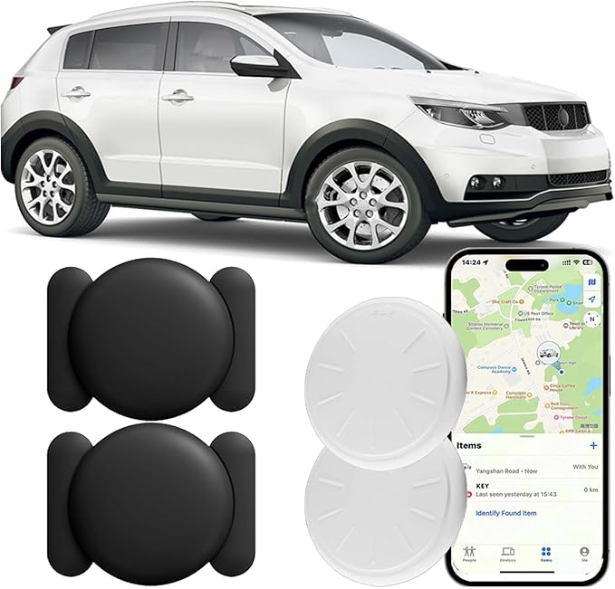 GPS Tracker for Vehicles, 2PCS Real Time GPS Tracker, Work with Find My (iOS Only), MINI Magnetic Car Tracker Device Hidden, No Monthly Fee, Waterproof Vehicle Tracker