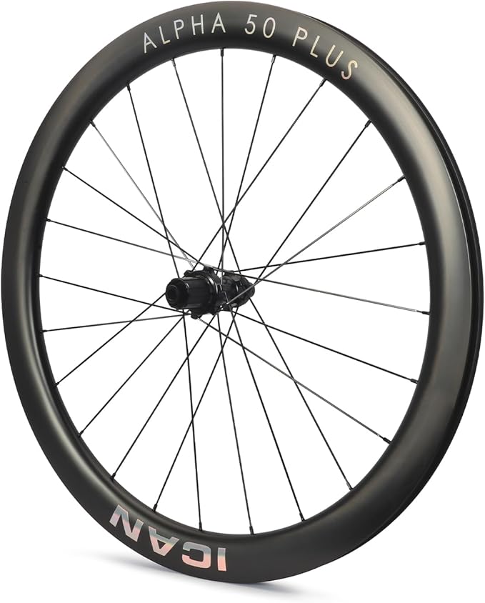 ICAN Alpha 40/50 Plus 1520g/1535g/1555g Carbon Disc Road Bike Wheelset 700C 21mm Inner Width Clincher Tubeless Compatible