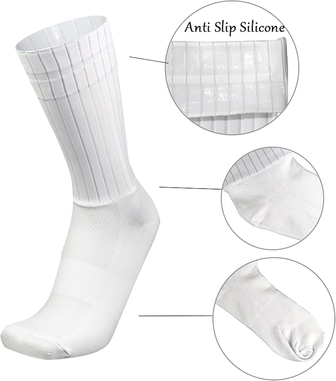 Aero Socks Cycling Aero Socks For Men Anti-Slip Silicone Aero White Line Cycling Sports Running Socks 6-11