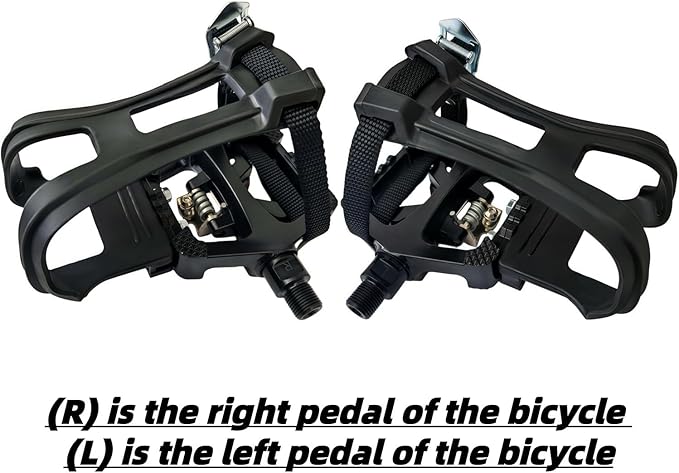 YBEKI Pro-Grade SPD Spin Bike Pedals and Straps/Toe Clip for Indoor Exercise Cycling & Spin Peloton/Schwinn/Sunny/Bikes Compatible, 9/16" Axle with Sealed Bearings + 12-Month Warranty