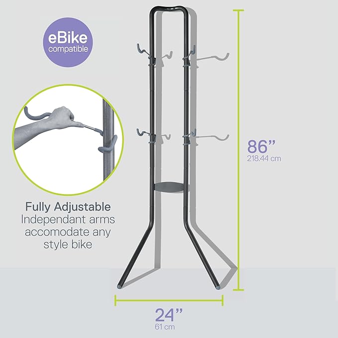 Rugged 2 Bike Rack for Garage & Home by Delta Cycle – No Drilling Required – Fully Adjustable Gravity Storage Rack for Any Style Bicycle – Leaning Wall Rack Holds Up to 100 lbs