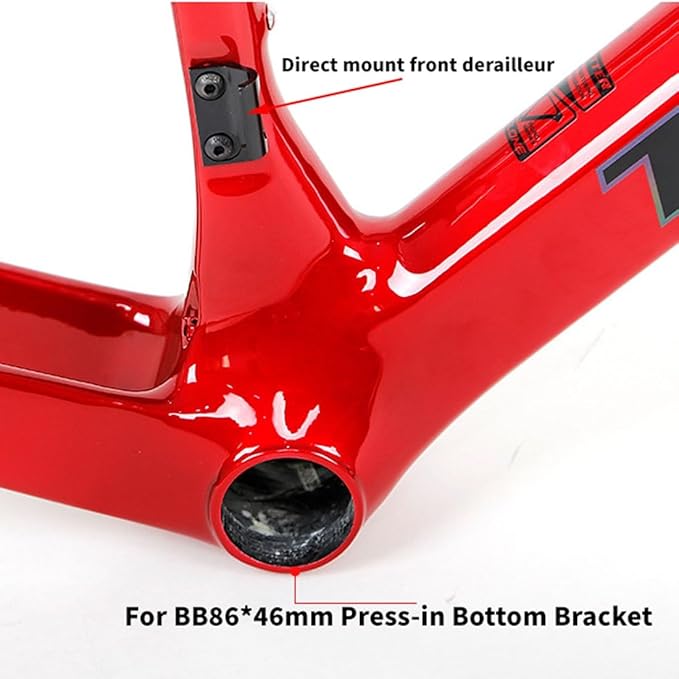 700c Carbon Road Bike Frameset Disc Brake Gravel Bike Frame 45/48/51/54cm Lightweight Internal Routing Frame Thru Axle F12x100mm/R12x142mm(54CM)