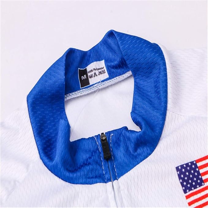 JPOJPO USA Cycling Jersey Men Short Sleeve Bike Shirts Biking Jersey Summer American Bicycle Tops with 3 Pockets Reflective