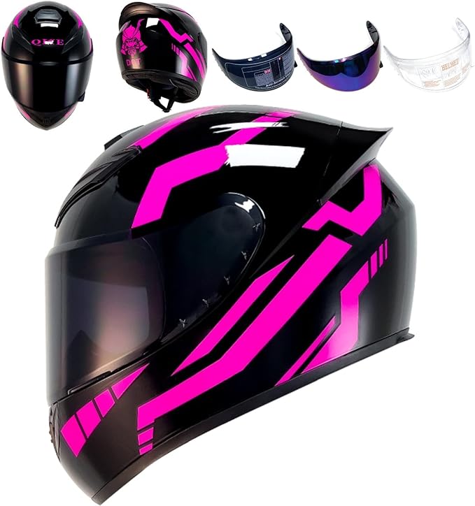 Full Face Motorcycle Helmet Racing Motocross Helmets with Pinlock Compatible Clear&Tinted Visors DOT Model Approved Street Bike Helmet