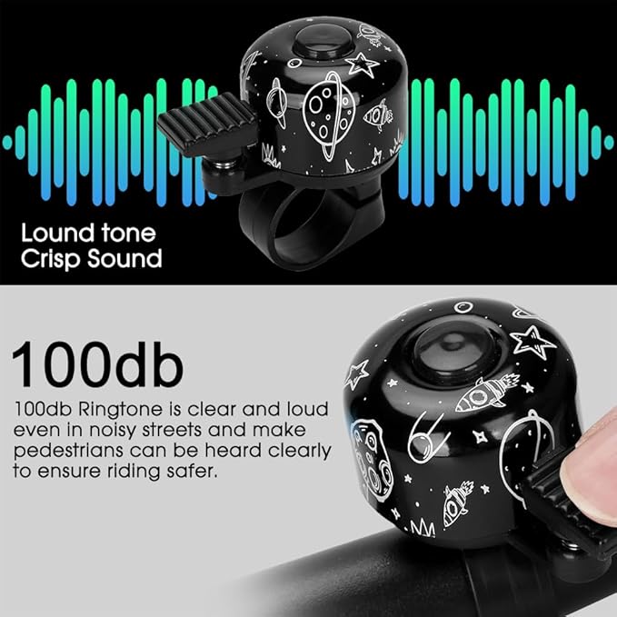 Kid Bike Bell - Bicycle Bell for Kids Boys Girls Adults | 120db Classic Mini Loud Bike Ring - Cool Bike Bell Design with Crisp Clear Sound for MTB,BMX,City Bike,Scooter -Kid Bike Accessories