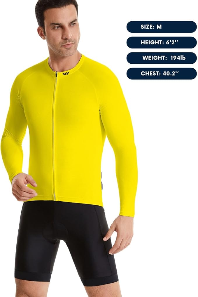 Men's Cycling Jerseys Long Sleeve Bike Biking Shirts Full Zip with Pockets Road Bicycle Clothing