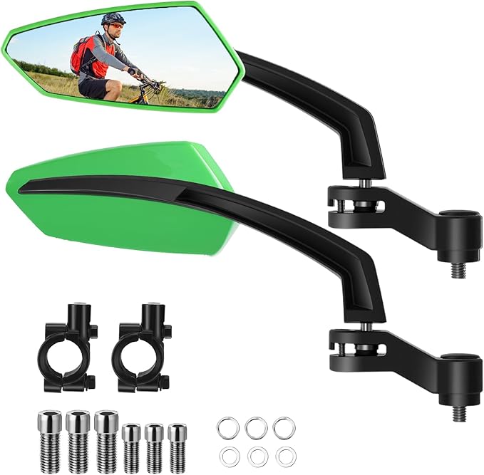 Hestya 1 Pair Handlebar Bike Mirror 360° Rotatable and Adjustable Universal Fit Rearview Bicycle Mirrors Glass Lens Safe Cycling Accessories for Scooter, E-bikes, Mountain Bikes, Road Bicycles