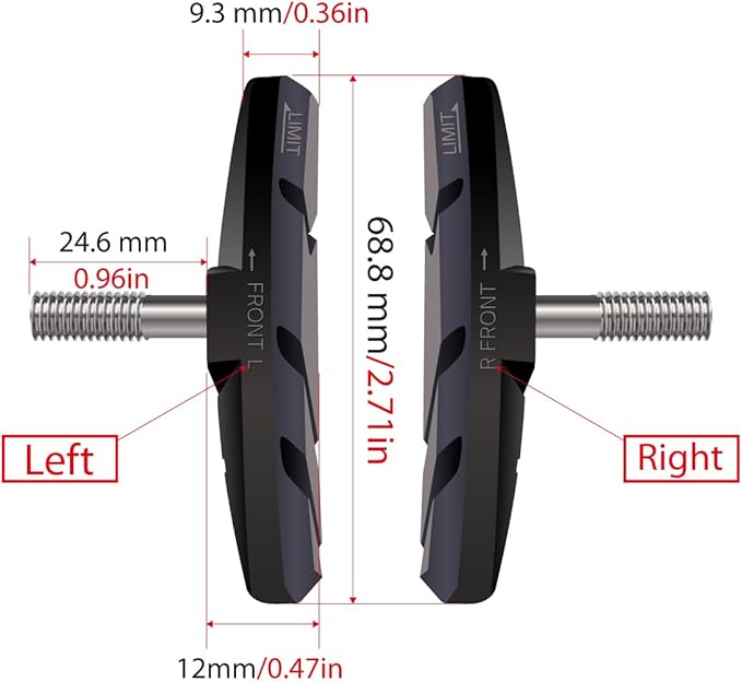 CNC 2 Pairs Bicycle V-Brake Pads, Bike 70mm V Brake Blocks Set, Cantilever Brake Pads Shoes for Mountain/Road/Kids/MTB/Children's/Cycle Bike Rim.
