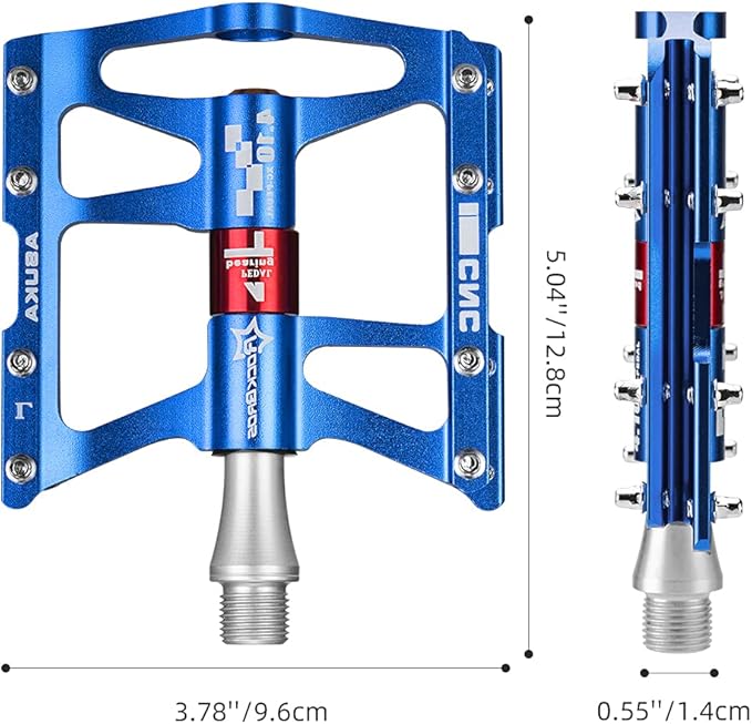 ROCKBROS 4 Bearings Mountain Bike Pedals MTB Padals Platform Flat Bike Pedals Aluminum Alloy 9/16"
