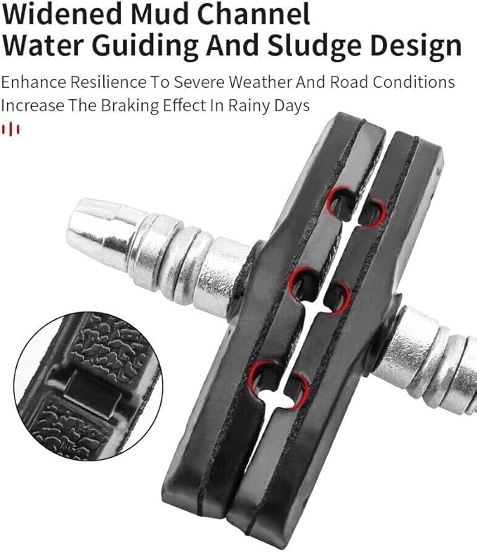 5 Pairs High Grade Bike V-Brake Pads | Professional Mountain Bicycle Brake Shoes | 70mm Blocks Shoes with Hex Nut and Shims | Universal Bicycle Brake Blocks Set - Bike Accessories