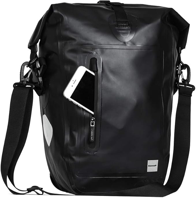 Rhinowalk Bike Pannier Bag Waterproof Bike Bag 23L for Bicycle Cargo Rack Saddle Bag Shoulder Bag Laptop Pannier Rack Bicycle Bag Professional Cycling Accessories-Black