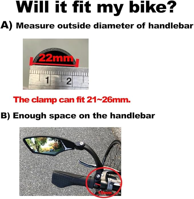 Hafny NEW Handlebar E-Bike Mirror, Round Large Surface, HD Automotive Grade Glass Bicycle Mirror, Safe Blast-Resistance Cycling Mirror, HF-M958-FR01