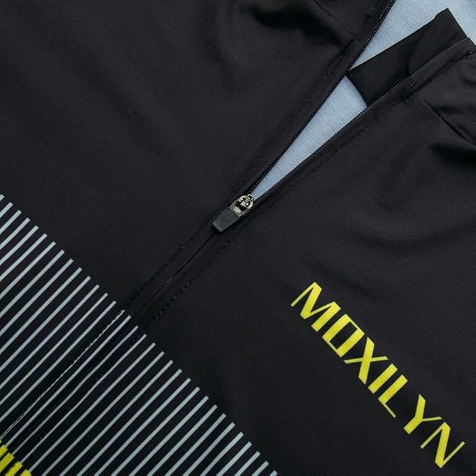 MOXILYN Men's Cycling Jersey Short Sleeve with 4 Pockets Moisture Wicking Breathable Quick Dry MTB Biking Shirt