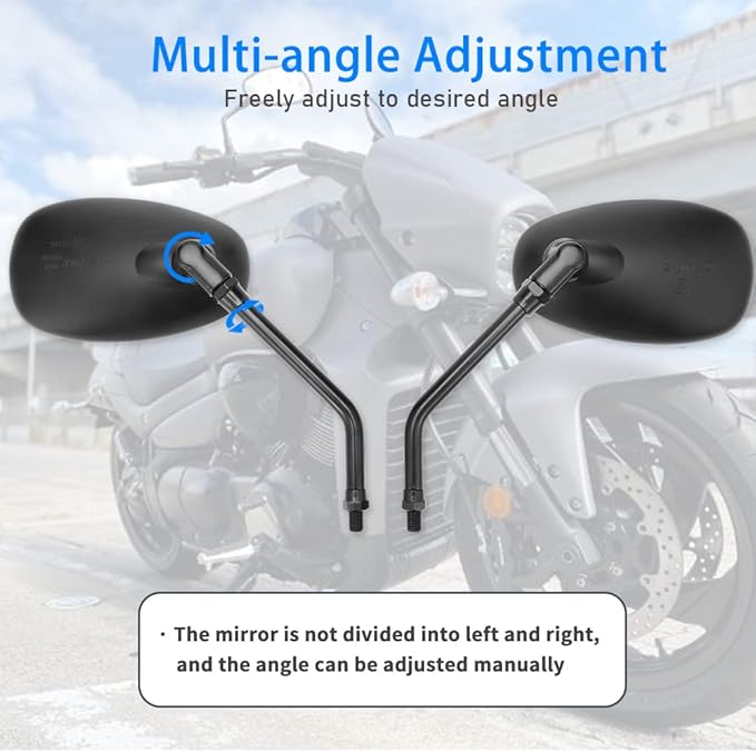 DREAMIZER Black Motorcycle Mirrors for Handlebars 10MM Handlebar Side Mirrors with Clamp Mount Compatible with M109 Valkyrie Road Star V Star XVS XSR VRZ 1800 - Oval