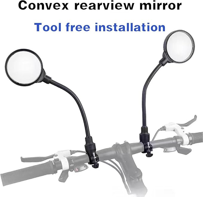 Bicycle Rearview Mirror 2-Pack - Adjustable Wide Angle Bike Mirror Rotatable Shockproof Convex Mirror Round Bike Rear View Mirrors for Handlebars