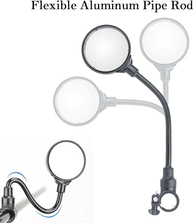 Bike Mirror, Bicycle Mirrors for Handlebars 360 Rotate Rearview Convex Lens, Safe Cycling Bike Rear View Mirror