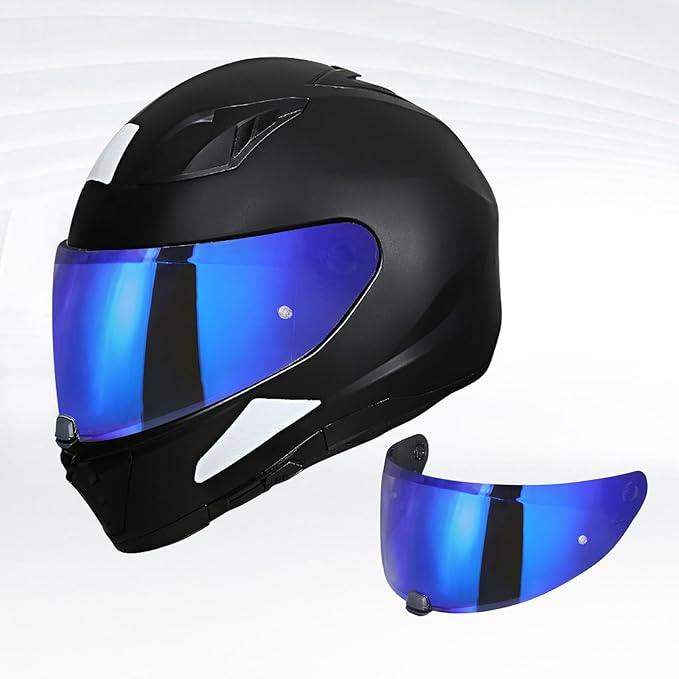 Hj-31 Motorcycle Helmet Visor,Shield Replacement Visor for i10 /i70,Motorcycle Visors,Motorcycle Helmet Visor Accessories(Chrome Blue)