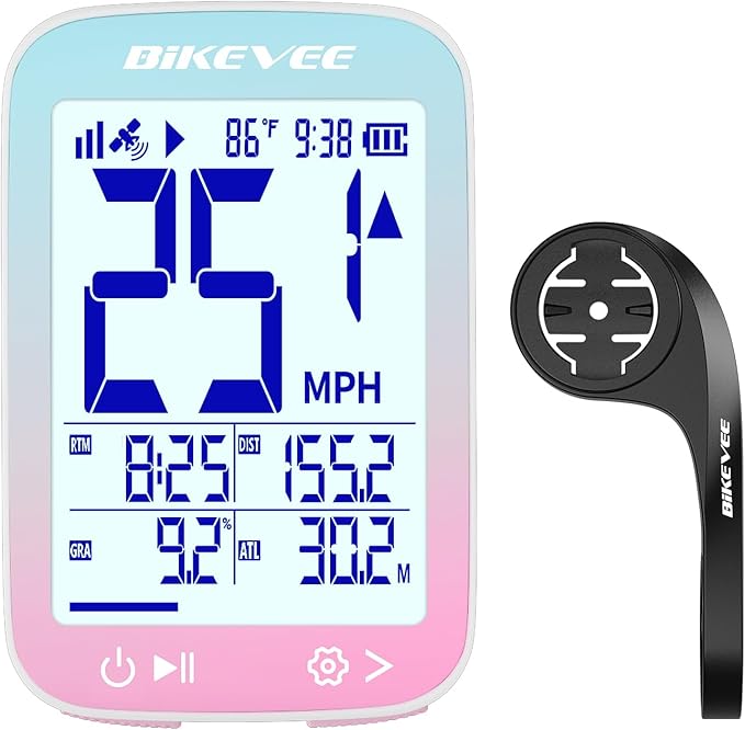 Bike Speedometer GPS Wireless Cycling Computer – Auto Start/Stop, Auto Backlight, Waterproof Bicycle Odometer MPH KM/H, 2.4" LCD Display