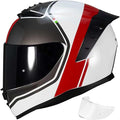 Full Face Motorcycle Helmet,Helmets for Adults Motorcycle, MG611 Motorbike Racing Street Bike Helmets with Black Visor for Men Women,DOT Approved (Glossy Red Gray Lines, XL)