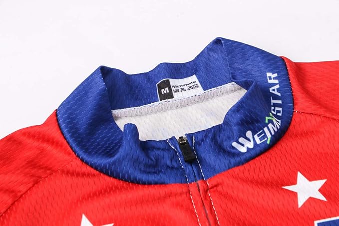 Cycling Jersey Short Sleeve USA Style Bike Tops with Pocket Reflective Stripe