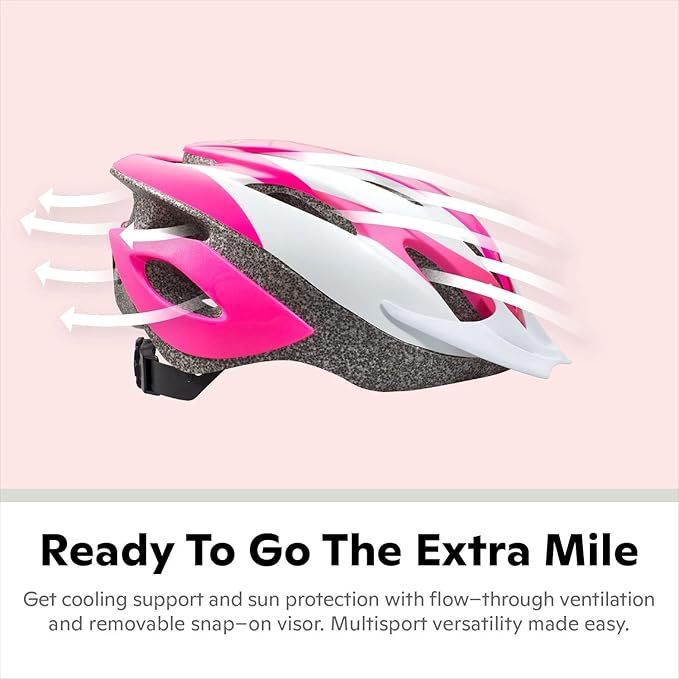 Schwinn Thrasher Helmet for Adults, Size 58-62 cm for Riders Ages 14+, Microshell, Adjustable Dial & Straps, Interior Padding, Air Vents, Lighted or Unlit, Visor, Adult Bike Helmet