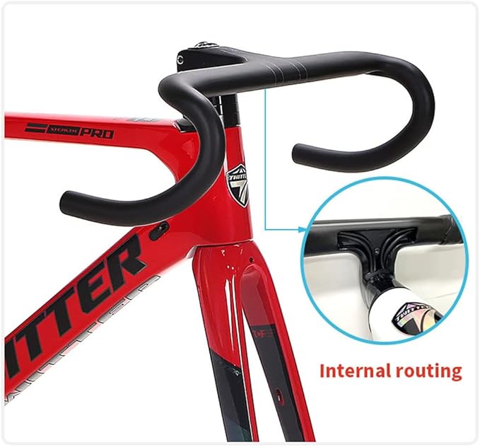700c Road Bike Carbon Frameset Disc Brake Racing Frame 45/48/51/54CM BB86 Thru Axle 100/142mm Internal Routing(Red,54CM)