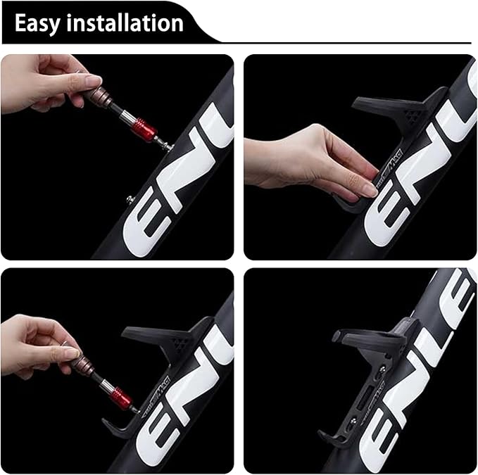 ENLEE 1 Pack Carbon Bike Water Bottle Cage, Lightweight Water Bottle Cage with Screw Tool, Wear-resistant Black Bicycle Water Bottle Holder for Gravel Road Mountain Bike, for Bottles Diameter: 68-80mm
