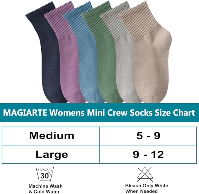 MAGIARTE Womens Mini Crew Ankle Socks Athletic Casual Cotton Socks for Women