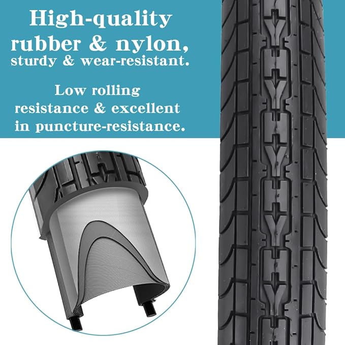 SIMEIQI 26x2.35 20x2.35 Inch Cruiser Beach Bike Tire Black White Wall or Brown Cream Wall Folding Replacement Bicycle Tire for Hybrid City Commuter Trail