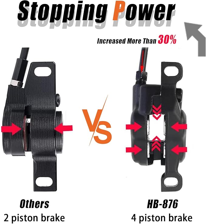 BUCKLOS Zoom MTB 4 Piston Hydraulic Disc Brakes Set, Left Front 850mm Right Rear 1550mm Mountain Bike Hydraulic Brake Aluminum Alloy Lever with Caliper is/PM Adapter (Pre-Bled)