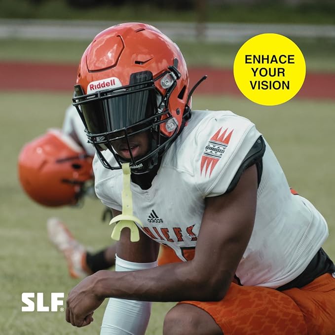 SLEEFS Clear Football Visor for Helmet - Professional Football Visor - Face & Eye Shield - Fits Youth & Adult Helmets - Includes Quick Visor Clips for Easy Installation