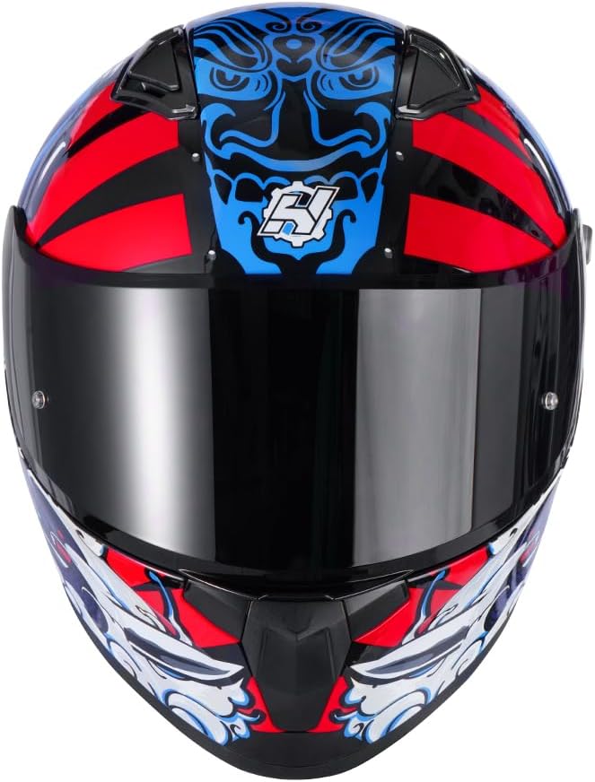 HAX Obsidian Full Face Dual Visor Adult Motorcycle Helmet for Motorbike Street Bike with Pinlock Ready DOT Approved Samurai Red M