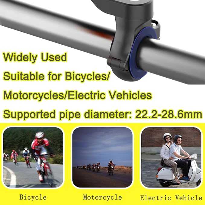 Motorcycle Phone Mount, Motorcycle Handlebar Mount,Bike Phone Holder for Bicycle,Smartphones Holder Strong Material 360° Rotating, Suitable for Motorcycles and Bicycles（Yellow）