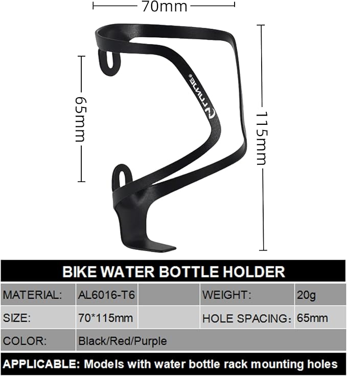 Bike Water Bottle Holder: Ultra-Light Bicycle Bottle Cages with Screws, Alloy Aluminum, Universal Bike Cup Holder Rack for Road MTB Bikes(Purple)