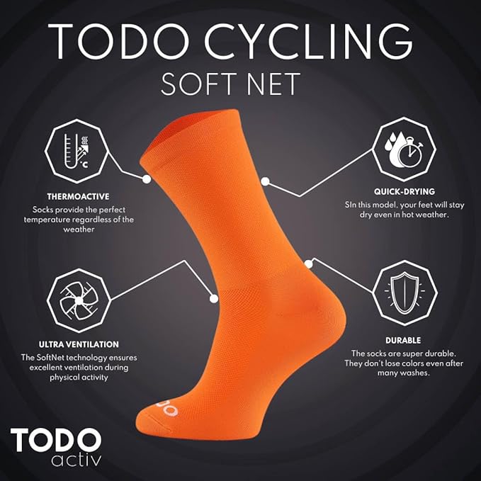 TODO PRO Cycling Socks - Breathable Bike Socks for Men and Women