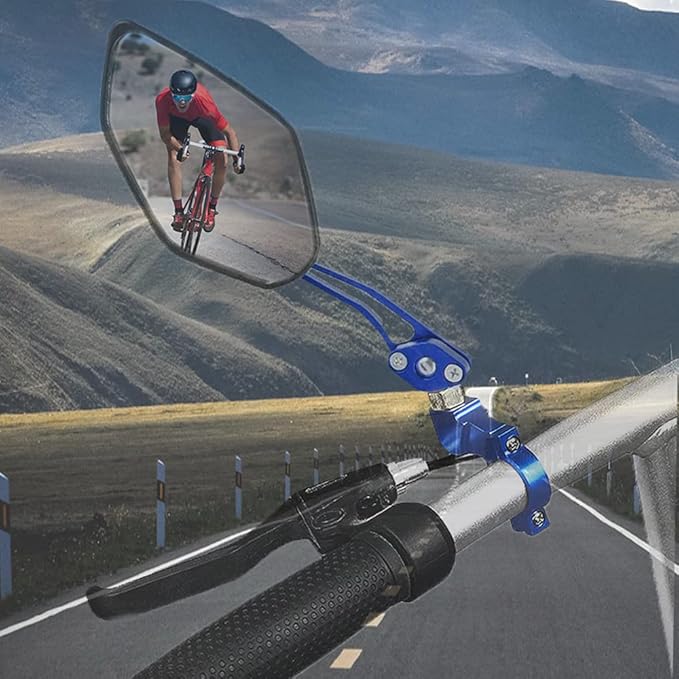 Adjustable Bike Mirrors - Handlebar Rearview Mirror for Electric Bike, Blue