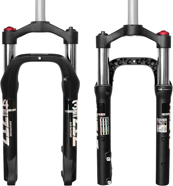 ZTZ 20 * 4.0 inch Fat Tire Oil Spring Suspension Fork - 100mm Travel, 135mm Spacing Hub, 9mm QR, Crown Lockout, Fat Tire Bike Front Fork, Fit for Snow Beach XC Mountain Bikes