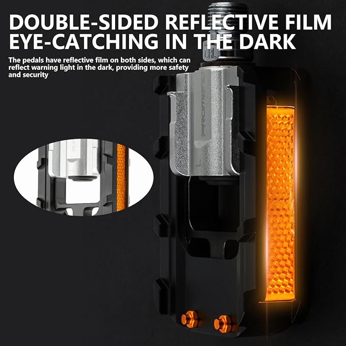 Folding Bike Pedals, All Aluminum Alloy, 9/16'' with Reflective Strips, Bicycle Pedals Wide Flat Mountain Bike Pedals, Non-Slip Bike Pedals for Road Bike BMX Bike Beach Cruiser Bike