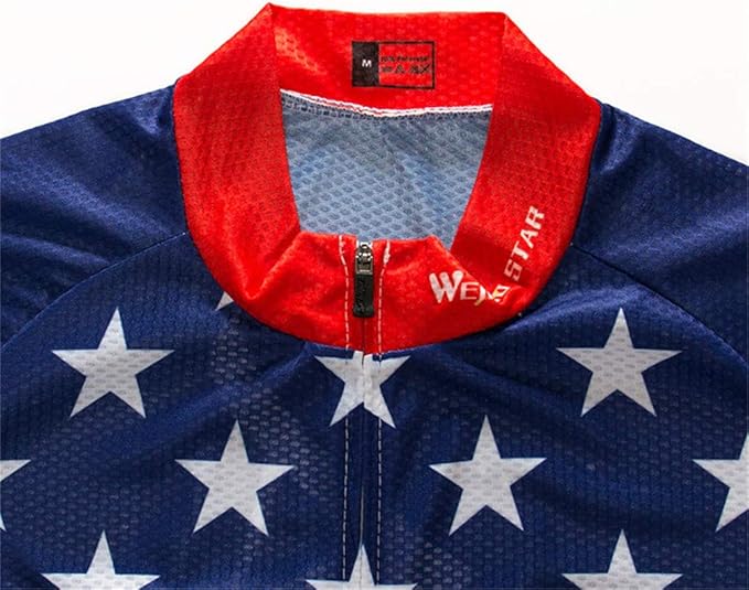 JPOJPO USA Cycling Jersey Men Short Sleeve Bike Shirts Biking Jersey Summer American Bicycle Tops with 3 Pockets Reflective