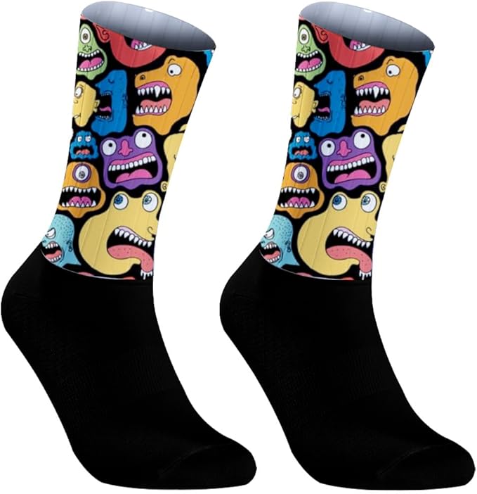 Cycling Socks Athletic Crew Socks Breathable Cushioned Compression Running Hiking Socks For Mens Womens